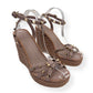 VALENTINO GARAVANI ROCKSTUD LEATHER ESPADRILLE NEUTRAL / PINK 38 / UK5