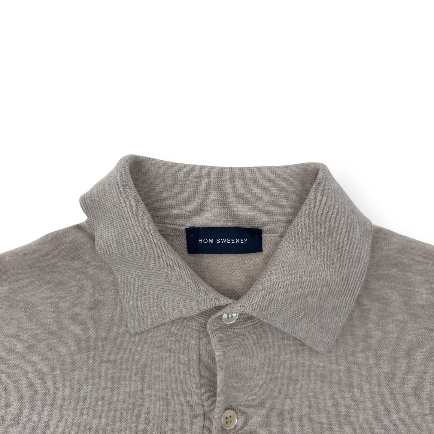 THOM SWEENEY LONG SLEEVE COTTON POLO SHIRT BEIGE M