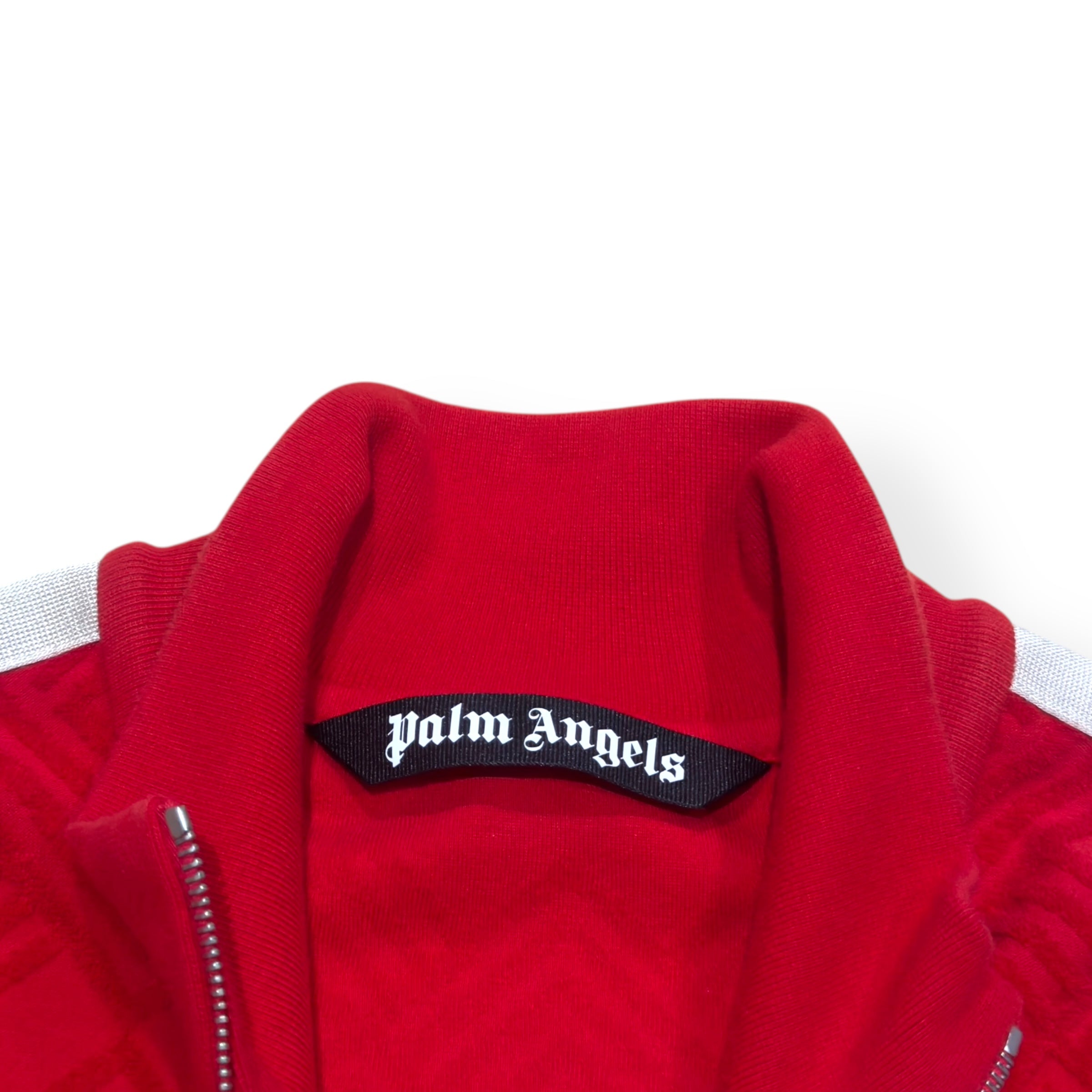 PALM ANGELS TERRY TRACK JACKET RED / WHITE L