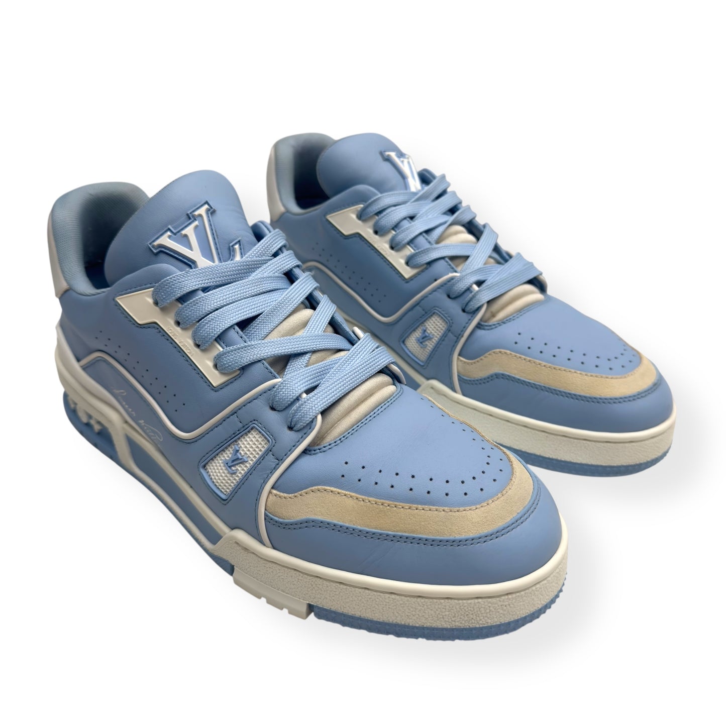 LOUIS VUITTON LV TRAINER BABY BLUE / WHITE UK7