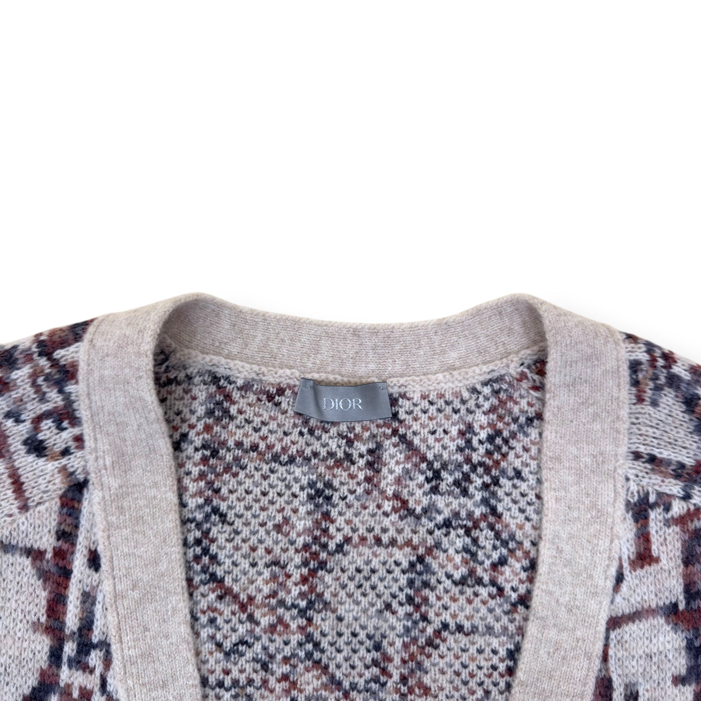 DIOR OBLIQUE VIRGIN WOOL JACQUARD CARDIGAN BEIGE / BROWN XXL