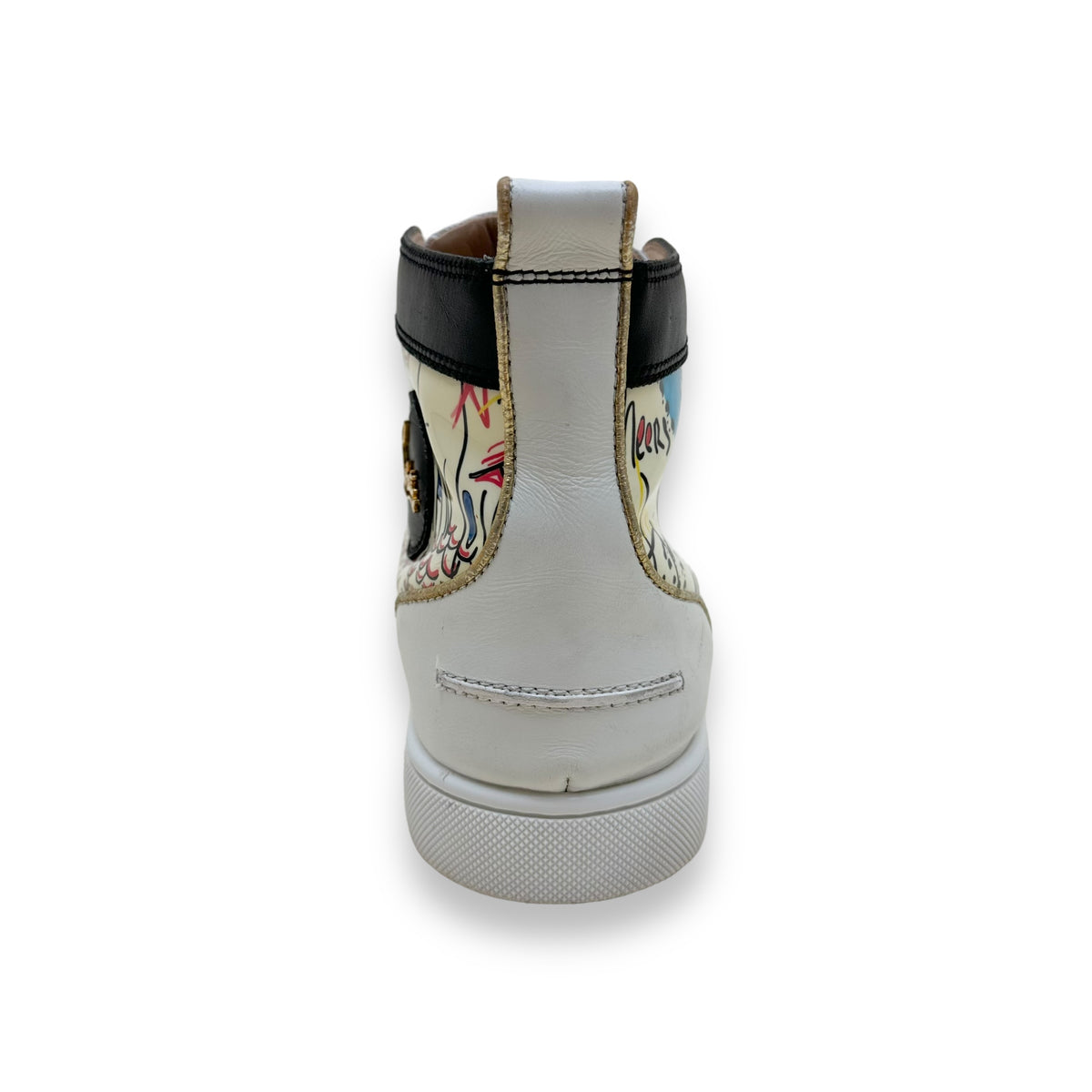 CHRISTIAN LOUBOUTIN GRAFFITI LOUIS HIGH TOP PATENT LEATHER SNEAKER UK8