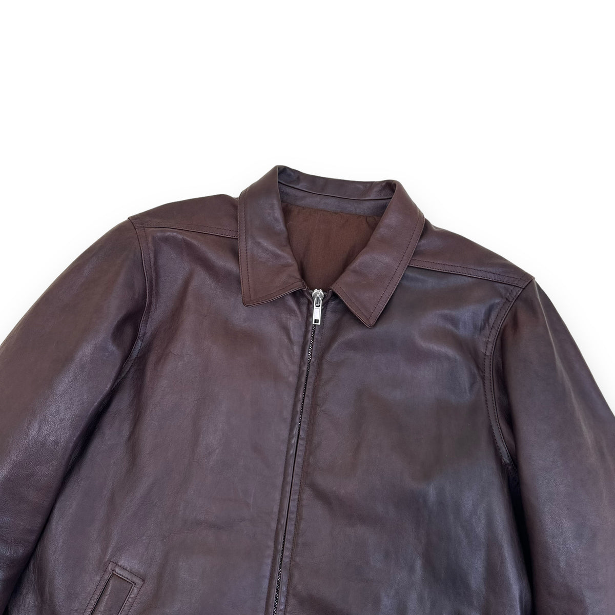 RICK OWENS FW23 BRAD LEATHER JACKET BROWN XXL