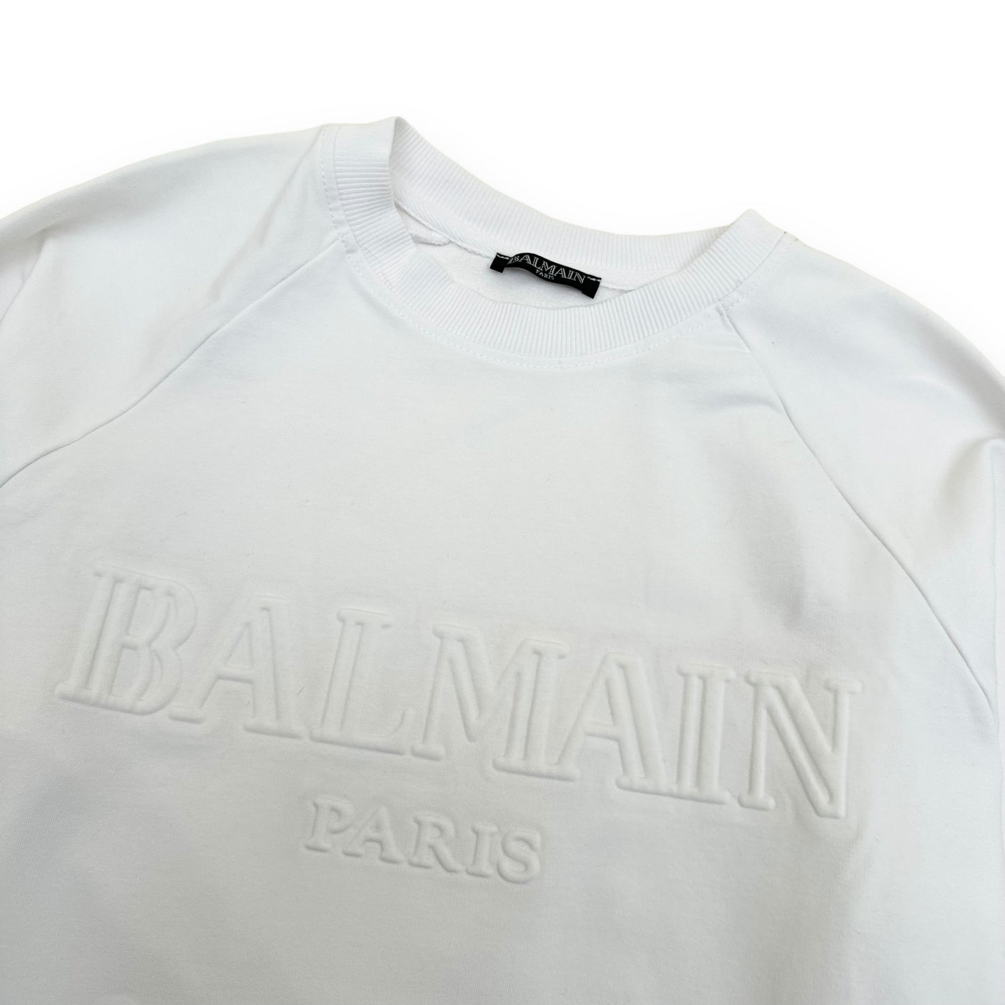 BALMAIN EMBOSSED LOGO SWEATSHIRT WHITE M