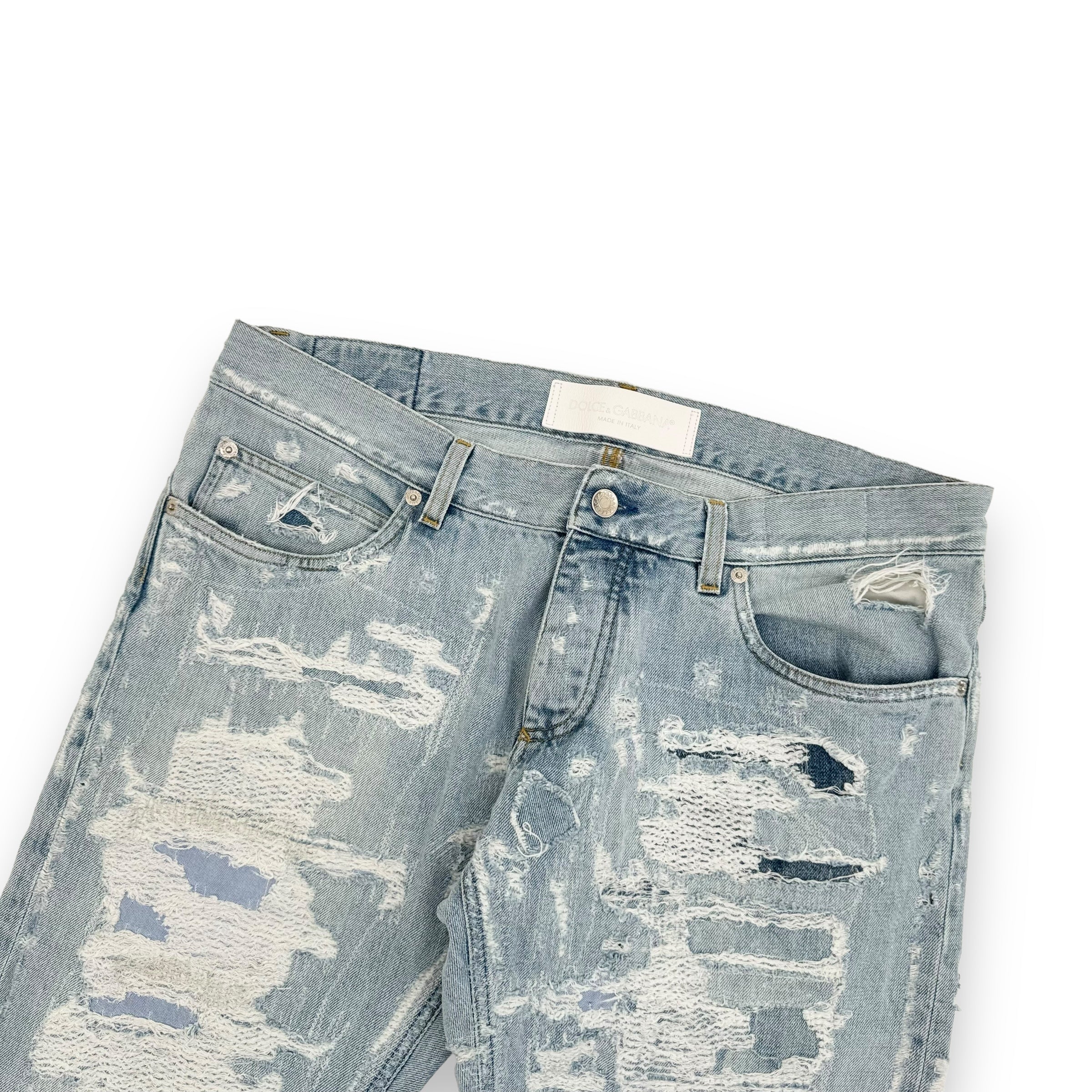 DOLCE & GABBANA DISTRESSED DENIM JEANS BLUE XL