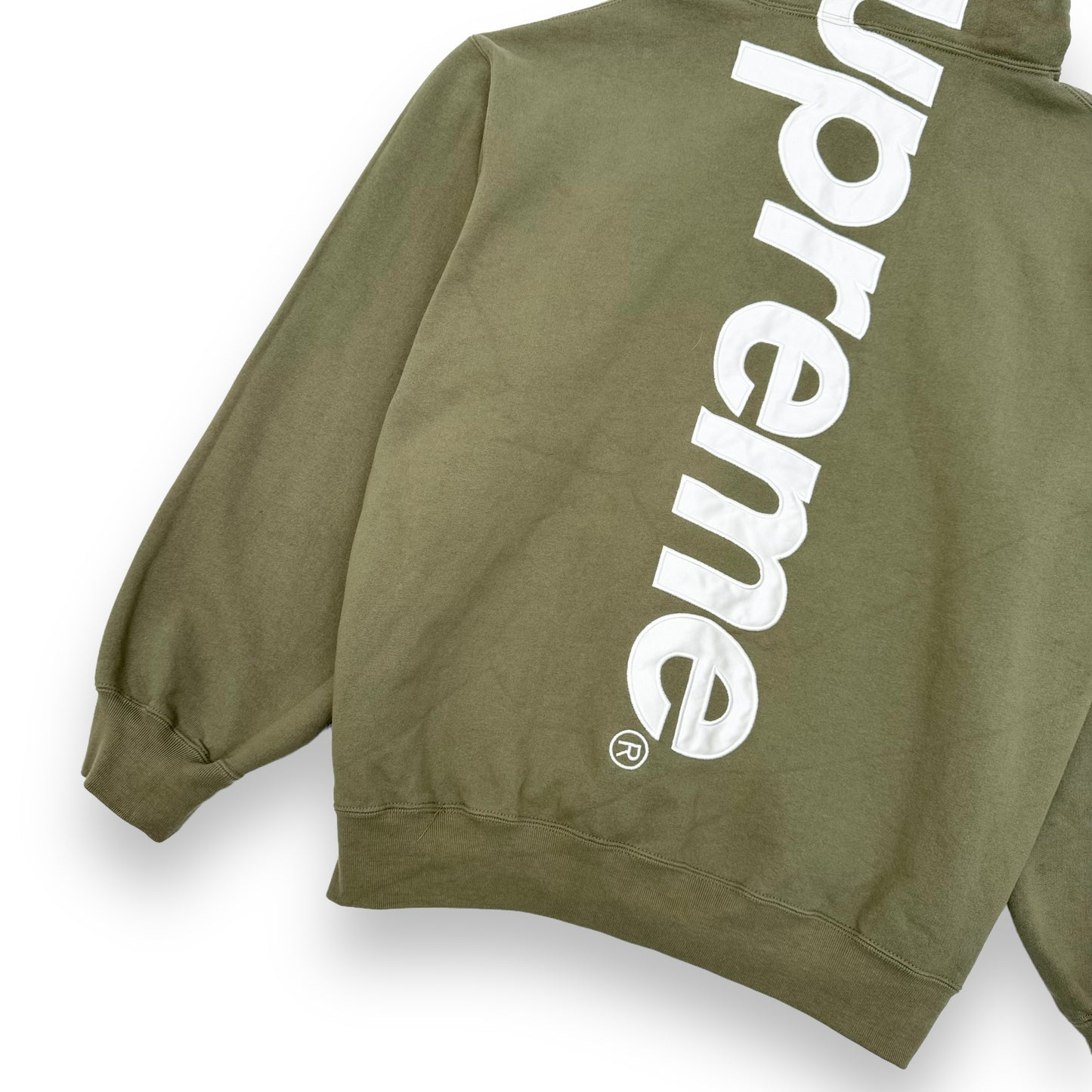 SUPREME SATIN APPLIQUÉ HOODIE OLIVE L