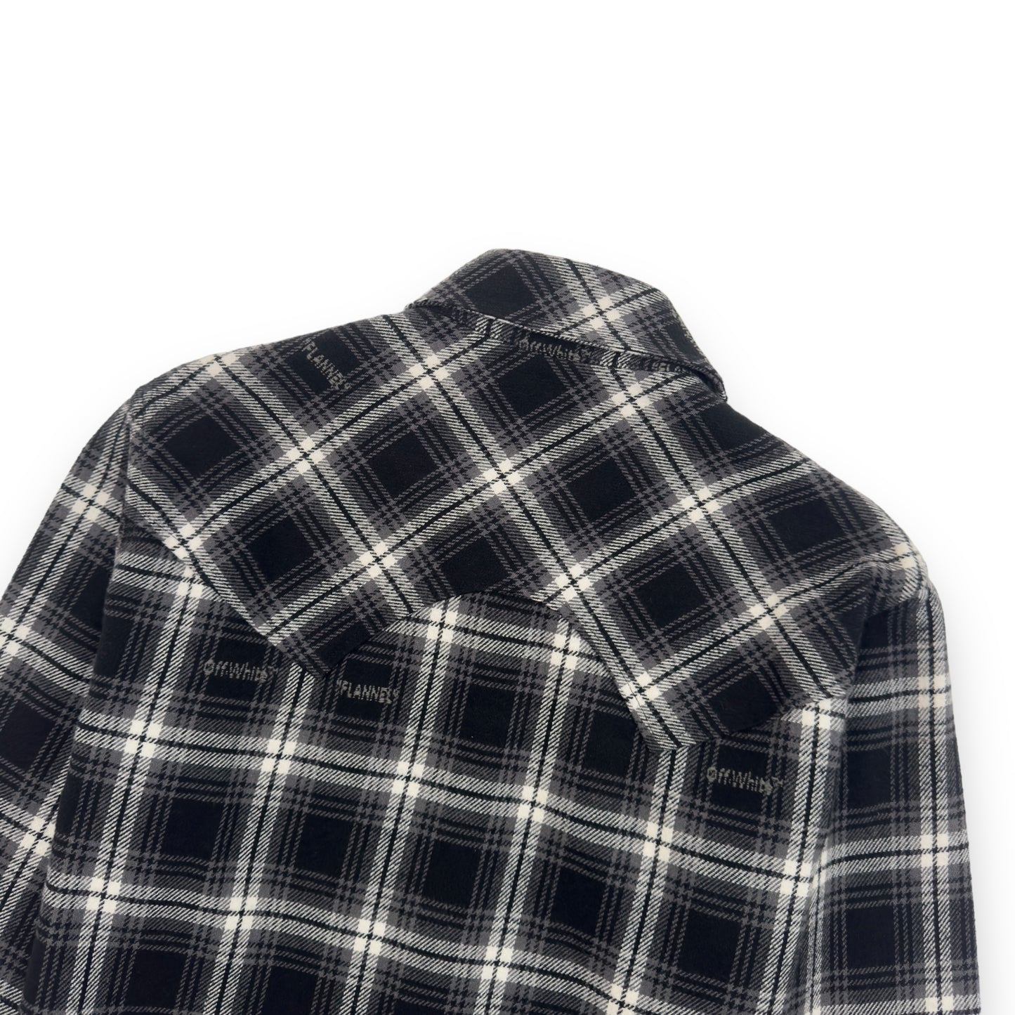 OFF-WHITE LOGO EMBROIDERED CHECKED COTTON-FLANNEL SHIRT S