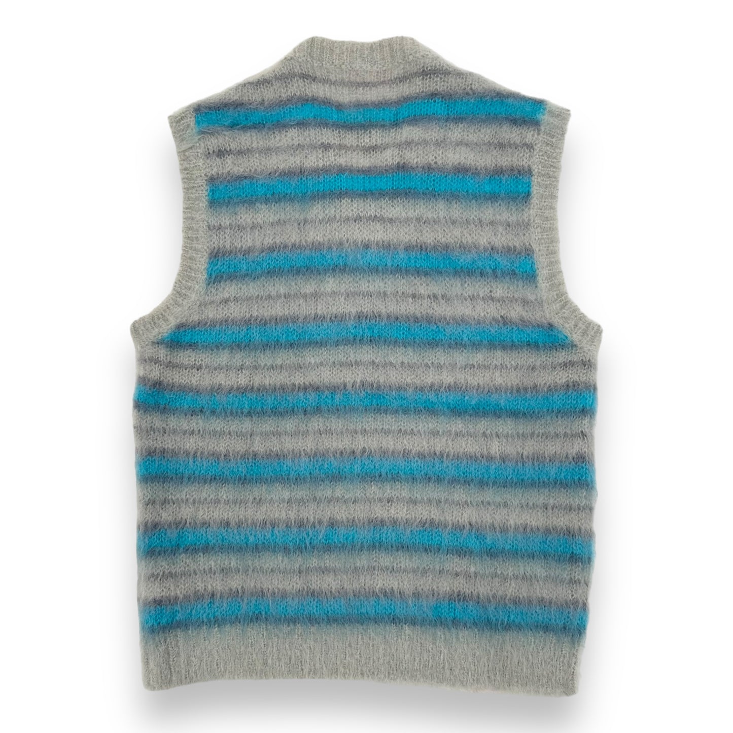 MARNI MOHAIR ‘FUZZY WUZZY’ STRIPED VEST BLUE / GREY L