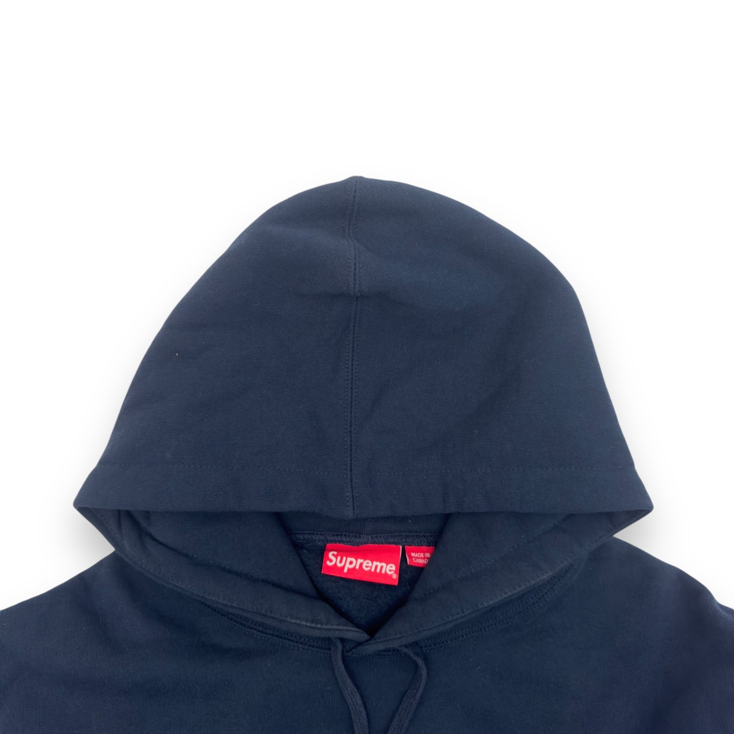 SUPREME CHEST TWILL TAPE HOODIE NAVY / WHITE XL