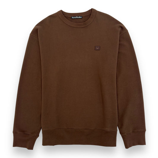 ACNE STUDIOS FACE LOGO CREWNECK SWEATSHIRT BROWN L