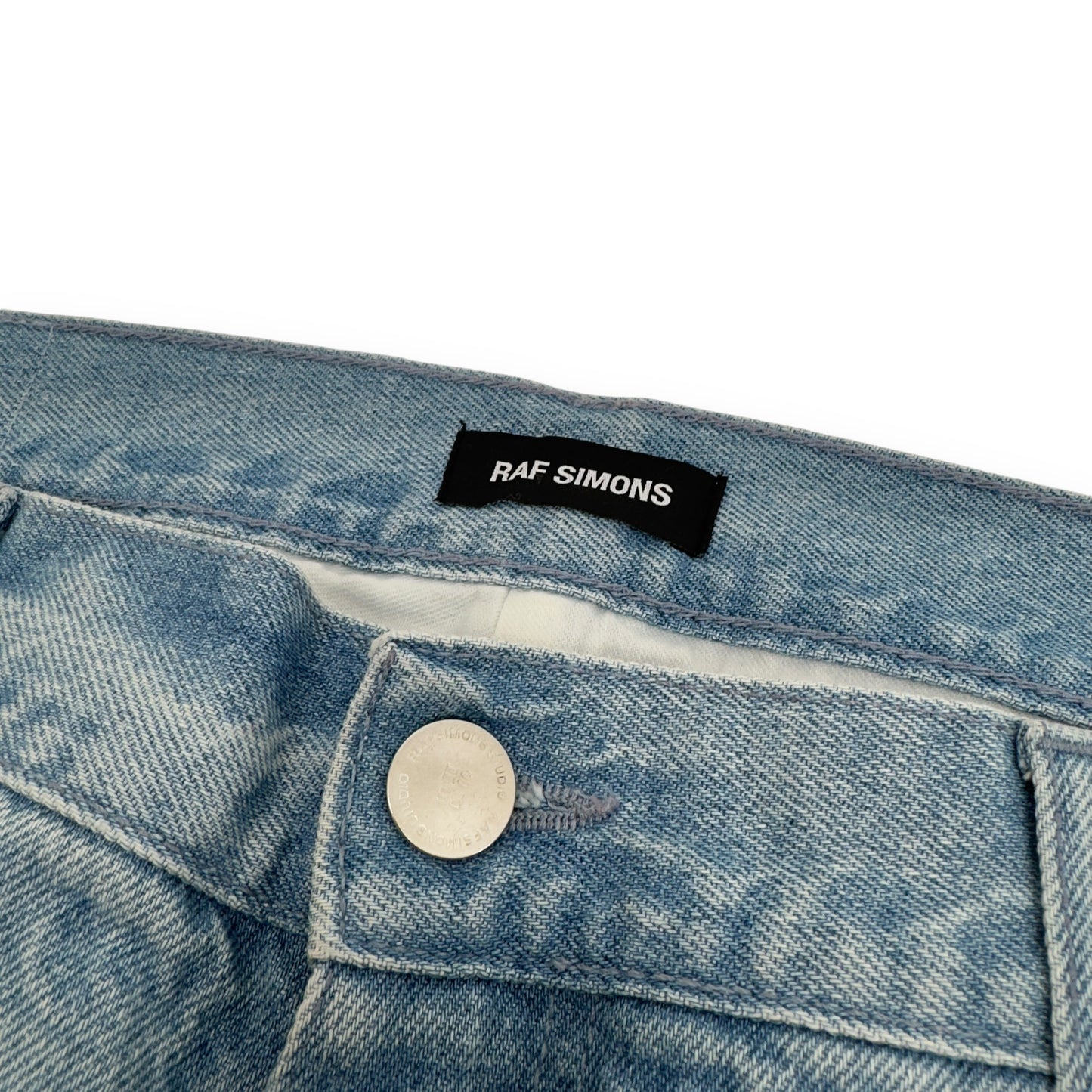 RAF SIMONS SS20 'DESTROYED' DOUBLE LAYERED DENIM JEANS BLUE 33"