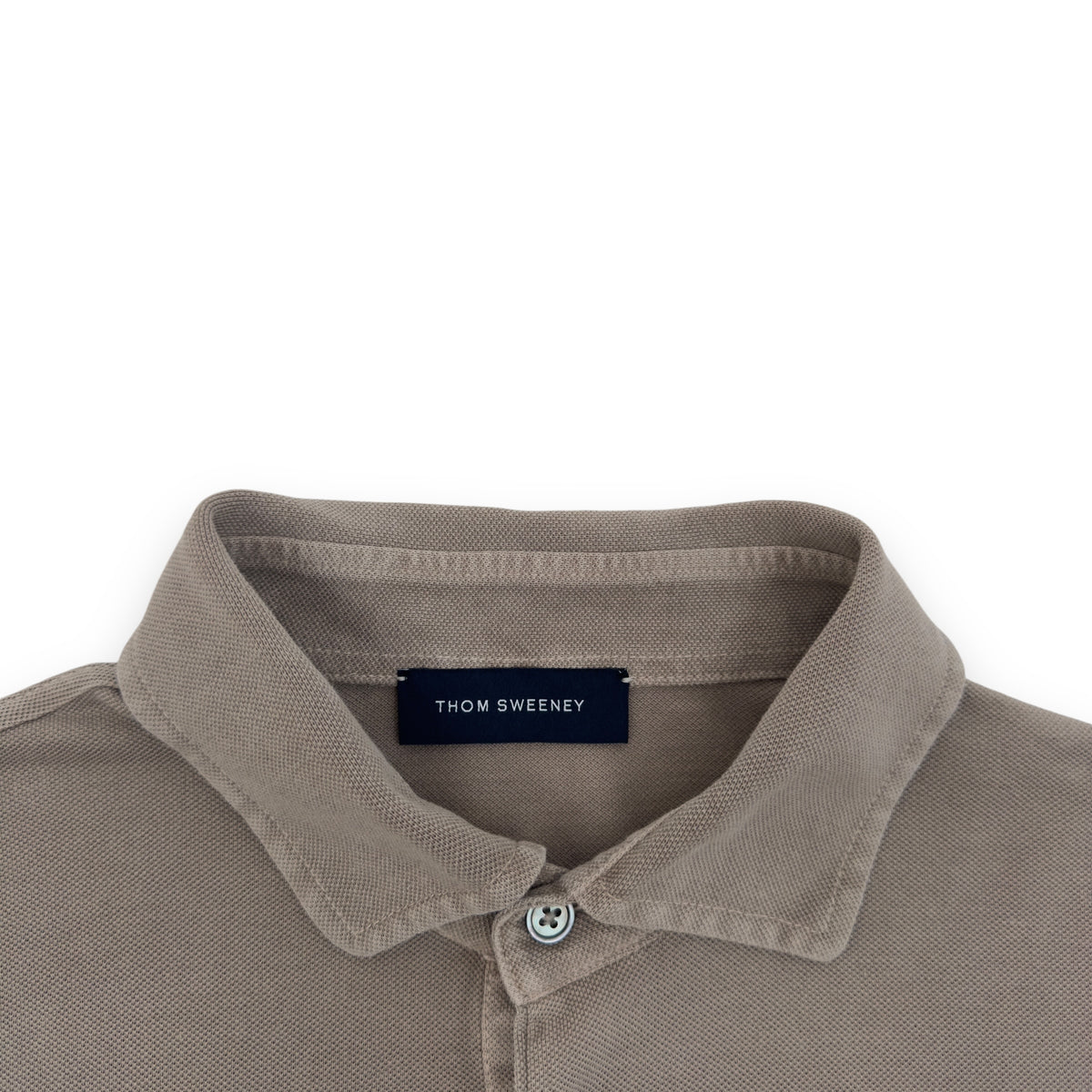 THOM SWEENEY LONG SLEEVE POLO SHIRT TAUPE L