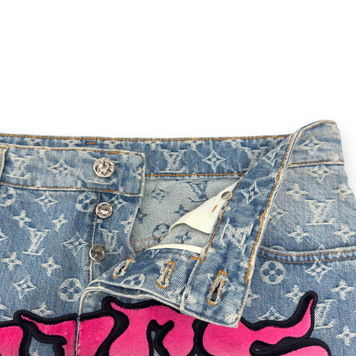 LOUIS VUITTON SS22 GRAFFITI BAGGY DENIM JEANS INDIGO W32" / M