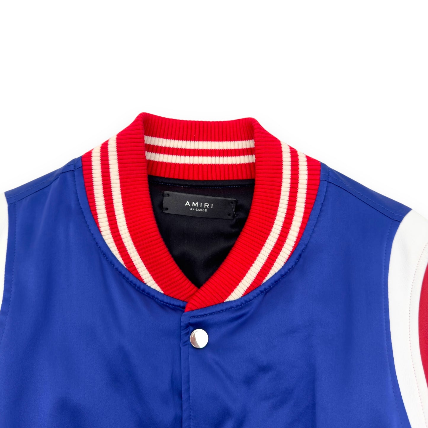 AMIRI SILK BASEBALL VARSITY JACKET BLUE / RED / WHITE XXL