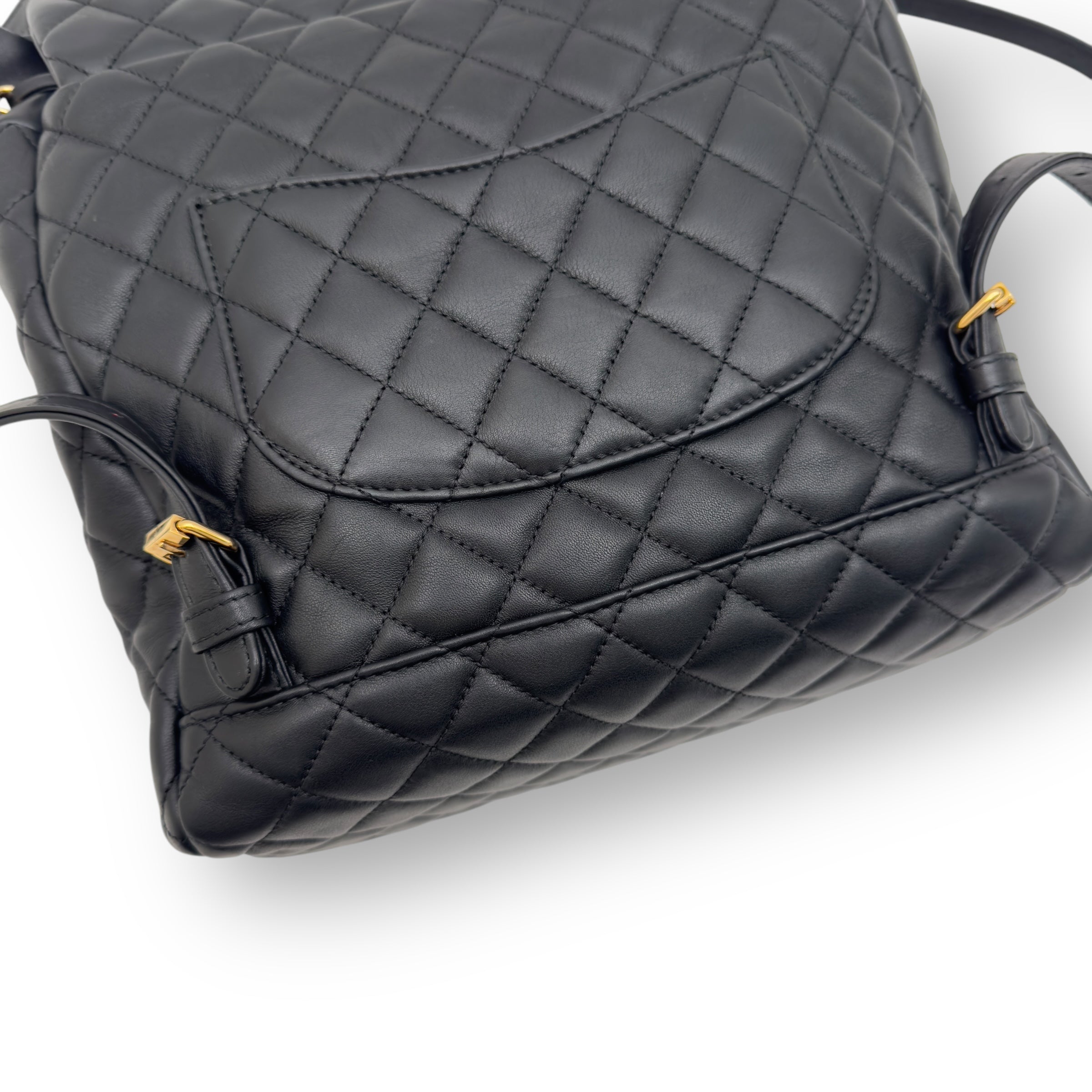CHANEL URBAN SPIRT QUILTED CALFSKIN BACKPACK BLACK WITH GOLD HARDWARE M