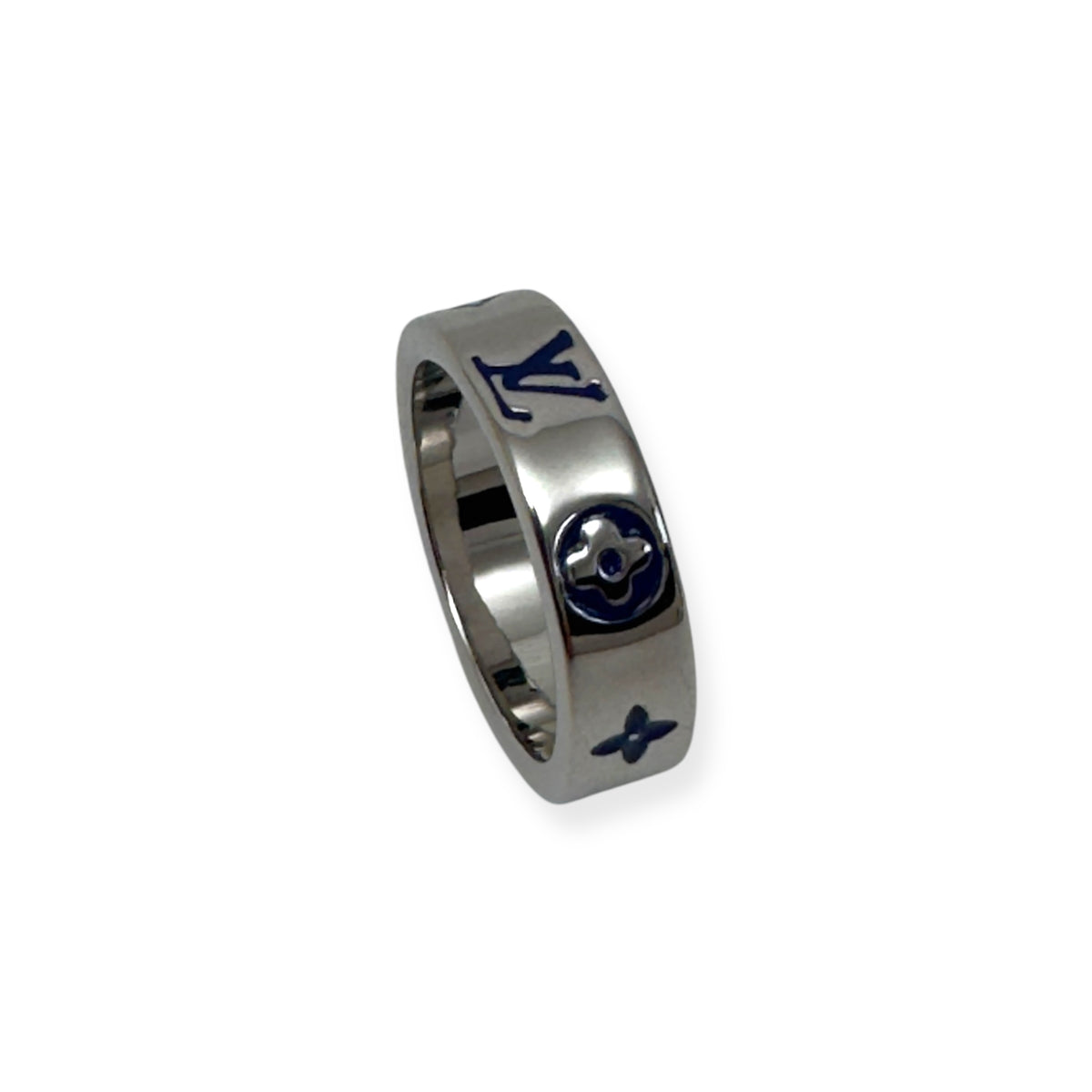 LOUIS VUITTON LV MOSAIC THIN RING SILVER / BLUE L