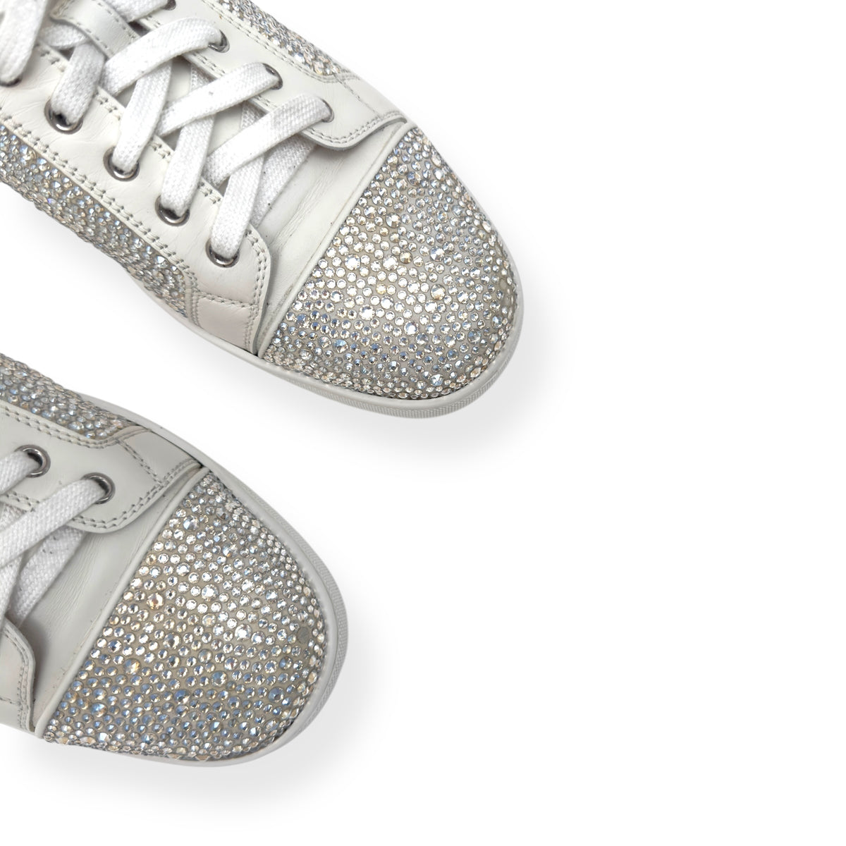 CHRISTIAN LOUBOUTIN LOUIS JUNIOR STRASS EMBELLISHED LOW TOP SNEAKER WHITE 43 / UK9