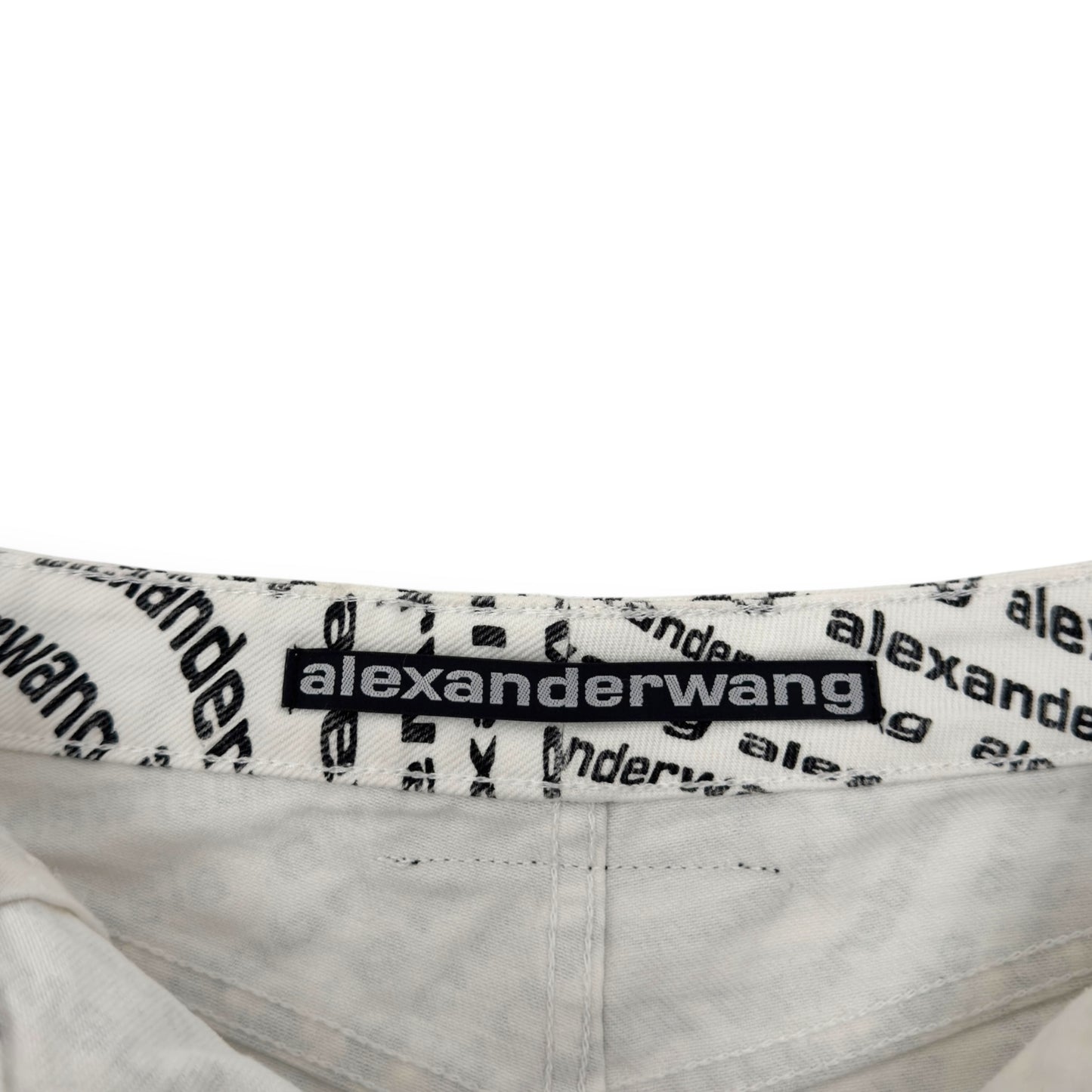 ALEXANDER WANG MONOGRAM HIGH RISE DENIM SHORTS WHITE / BLACK W26”