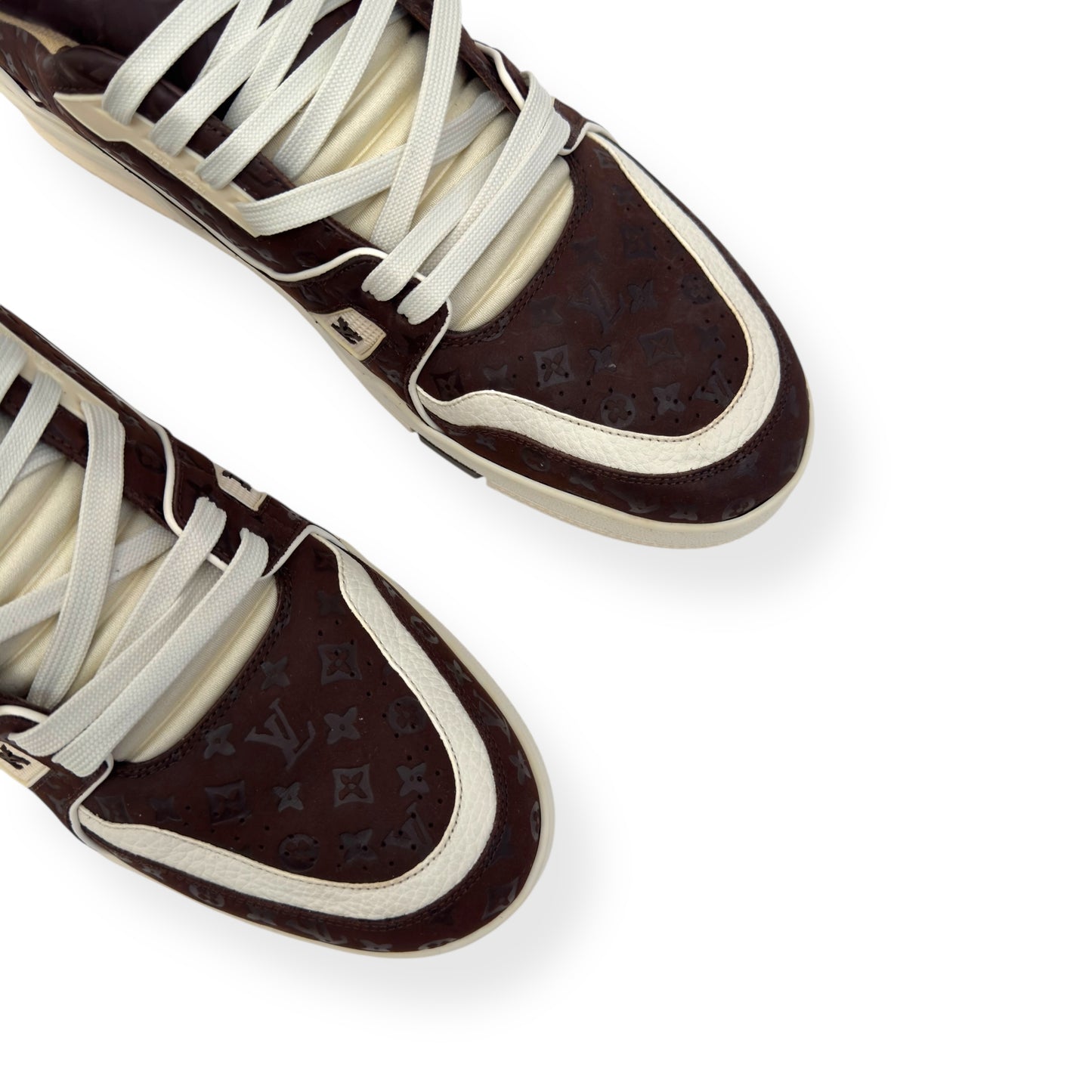 LOUIS VUITTON X TYLER THE CREATOR LV TRAINER MOCHA BROWN / BEIGE UK10