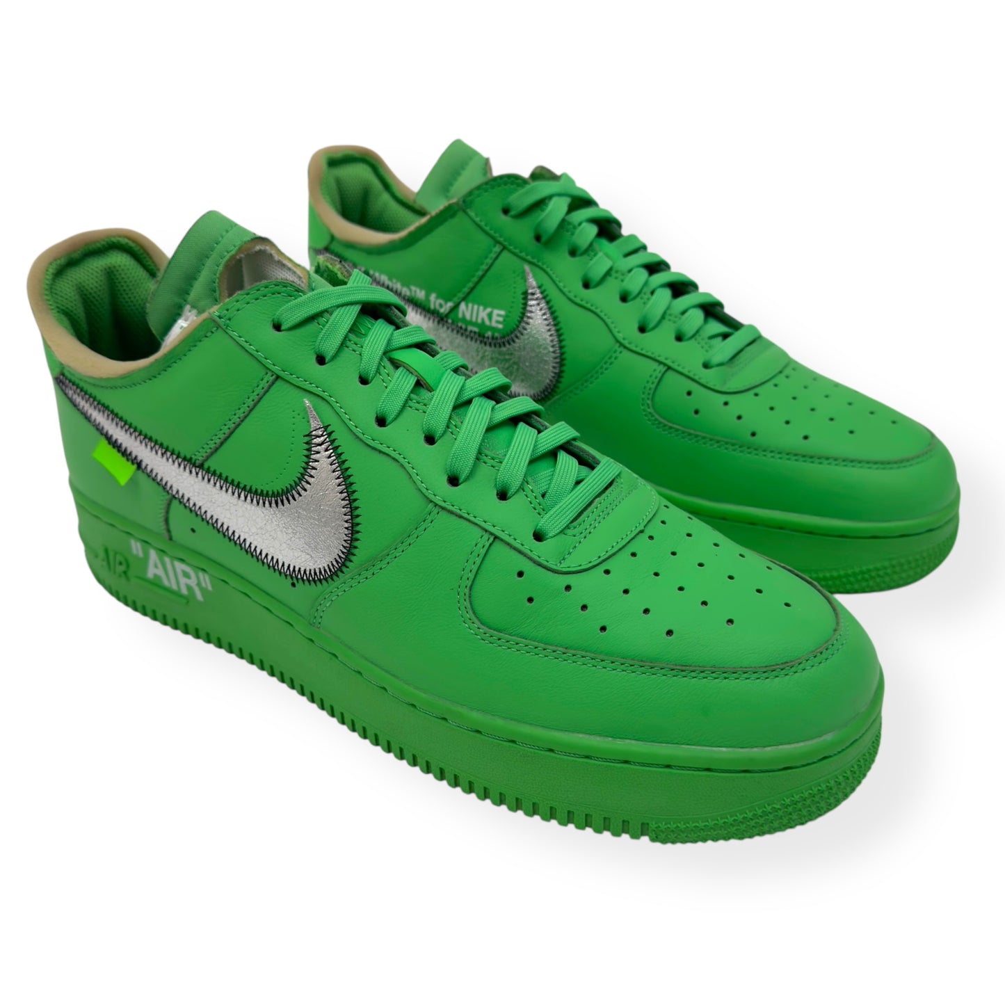 NIKE AIRFORCE 1 X OFF-WHITE LOW TOP SNEAKER BROOKLYN GREEN UK11