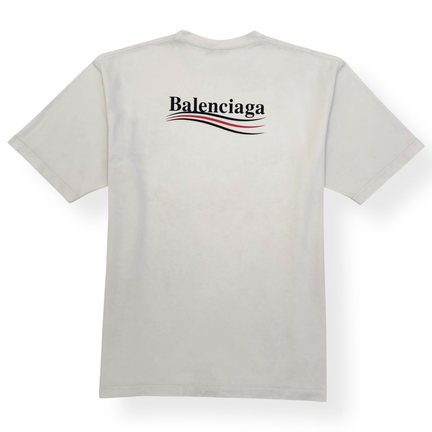 BALENCIAGA POLITICAL LOGO COTTON T-SHIRT WHITE L