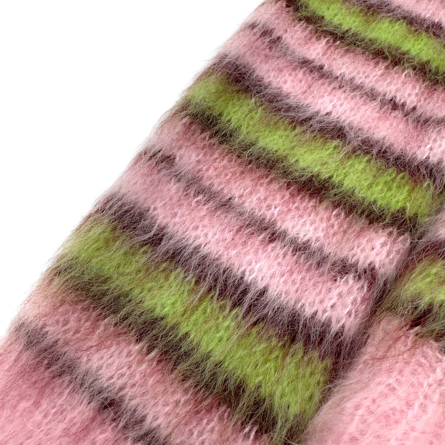 MARNI MOHAIR LONG-SLEEVE CREWNECK STRIPED SWEATER PINK / GREEN 48 / M
