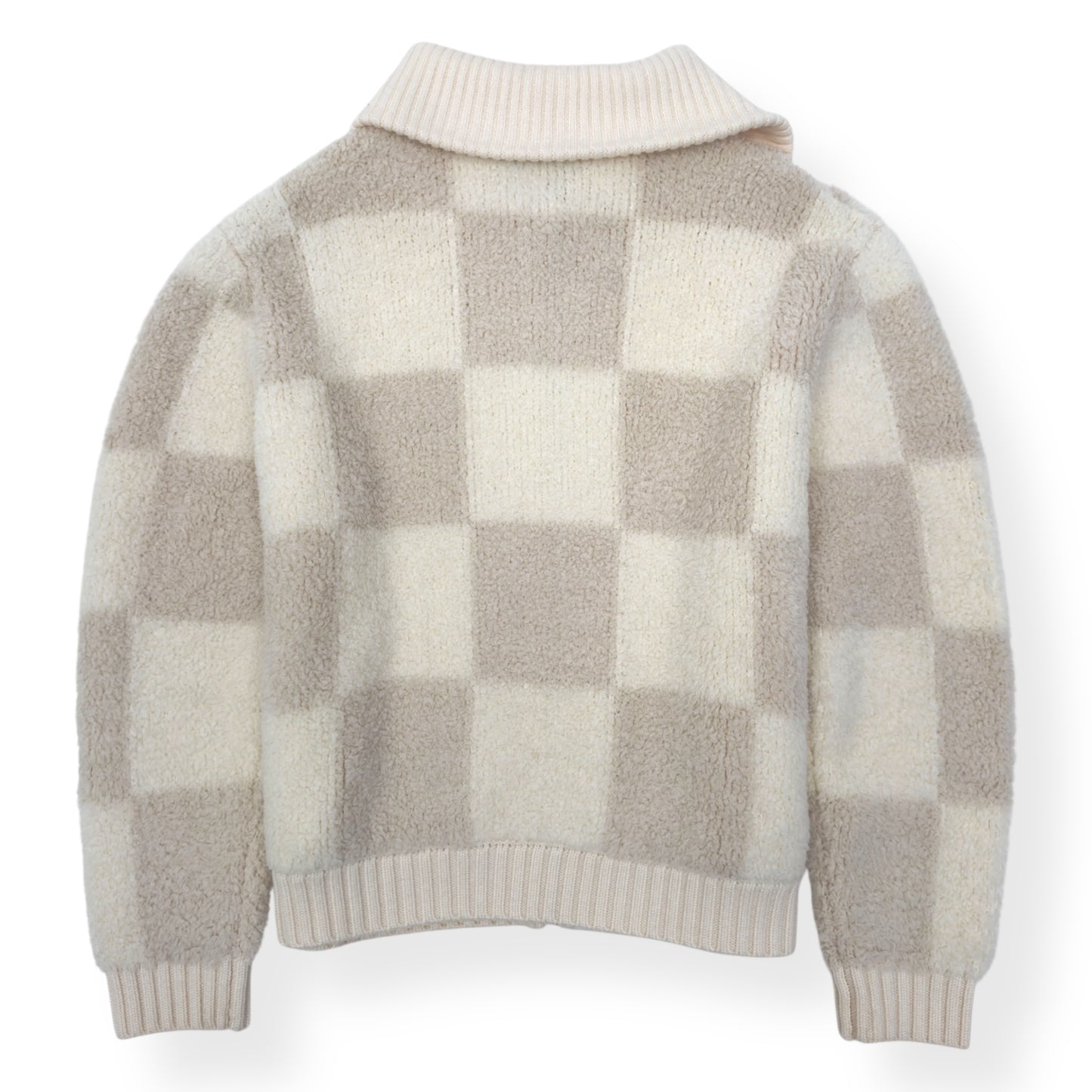 CASABLANCA CHECKED BOUCLÉ WOOL-BLEND ZIP UP JACKET CREAM M