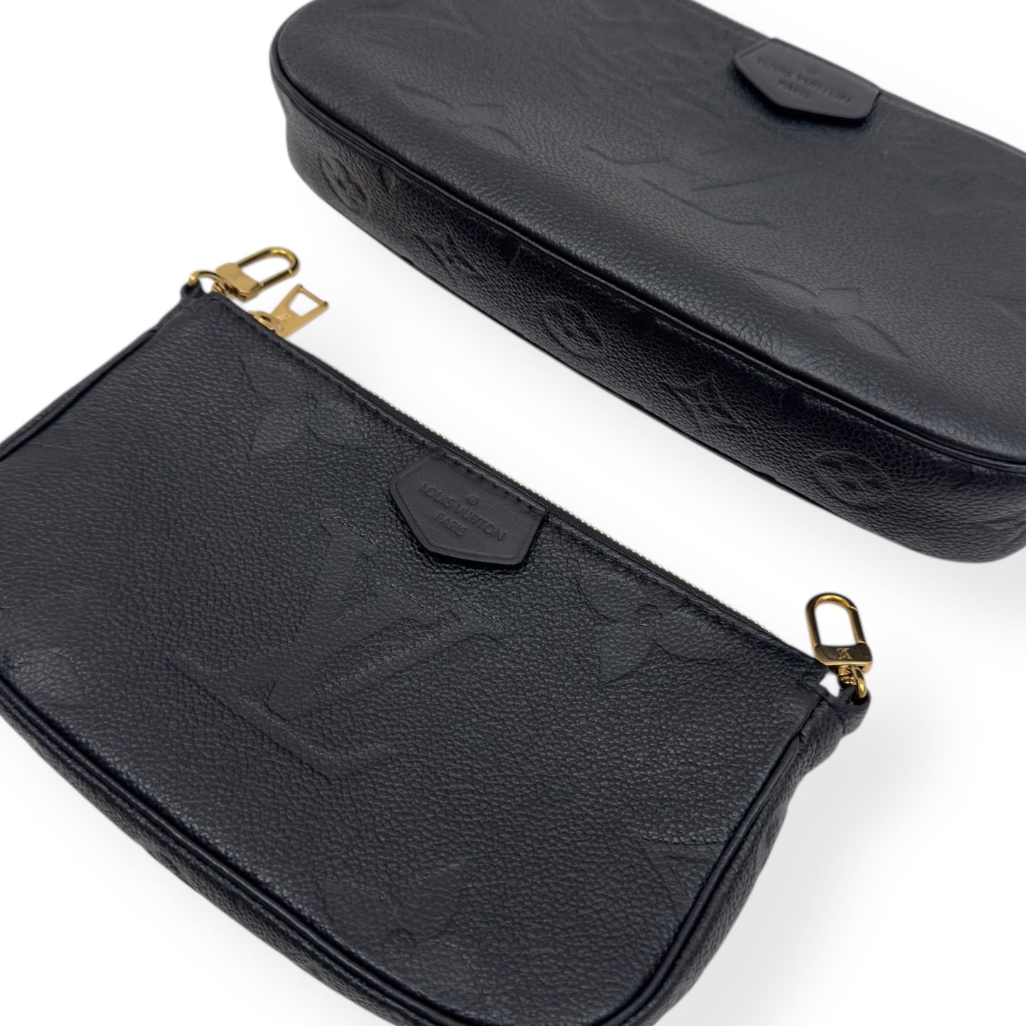 LOUIS VUITTON MULTI POUCHETTE ACCESSORIES MONOGRAM EMPREINTE LEATHER BAG BLACK / CREAM S