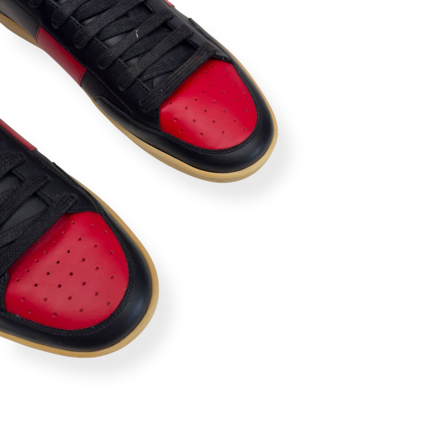 SAINT LAURENT SL-10 HIGH TOP LEATHER SNEAKER RED / BLACK UK9