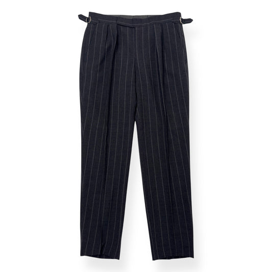 THOM SWEEEY BESPOKE PINSTRIPE TROUSERS GREY M