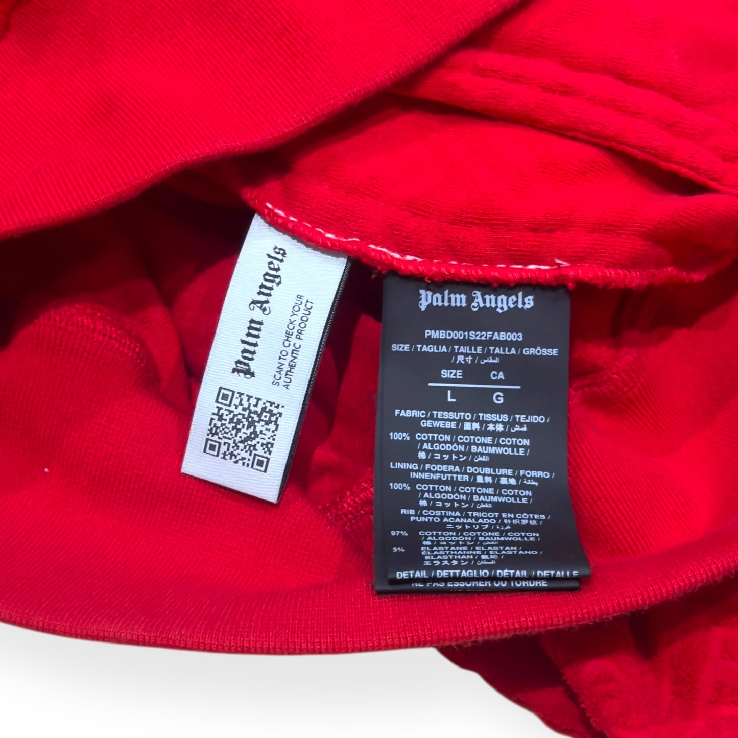 PALM ANGELS TERRY TRACK JACKET RED / WHITE L