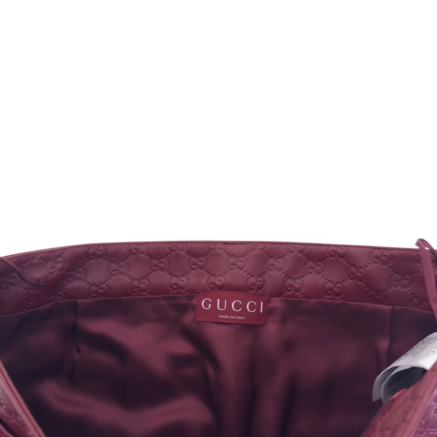 GUCCI GG EMBOSSED LEATHER TROUSERS RED 50 / L