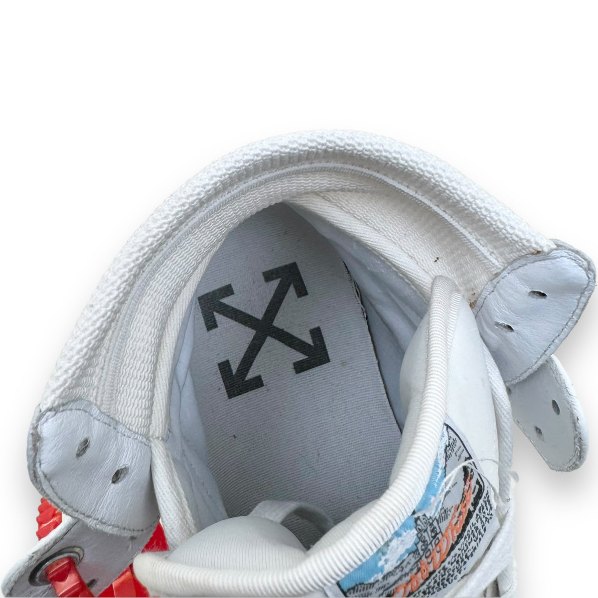OFF-WHITE OFF-COURT LEATHER HIGH TOP SNEAKER WHITE UK9