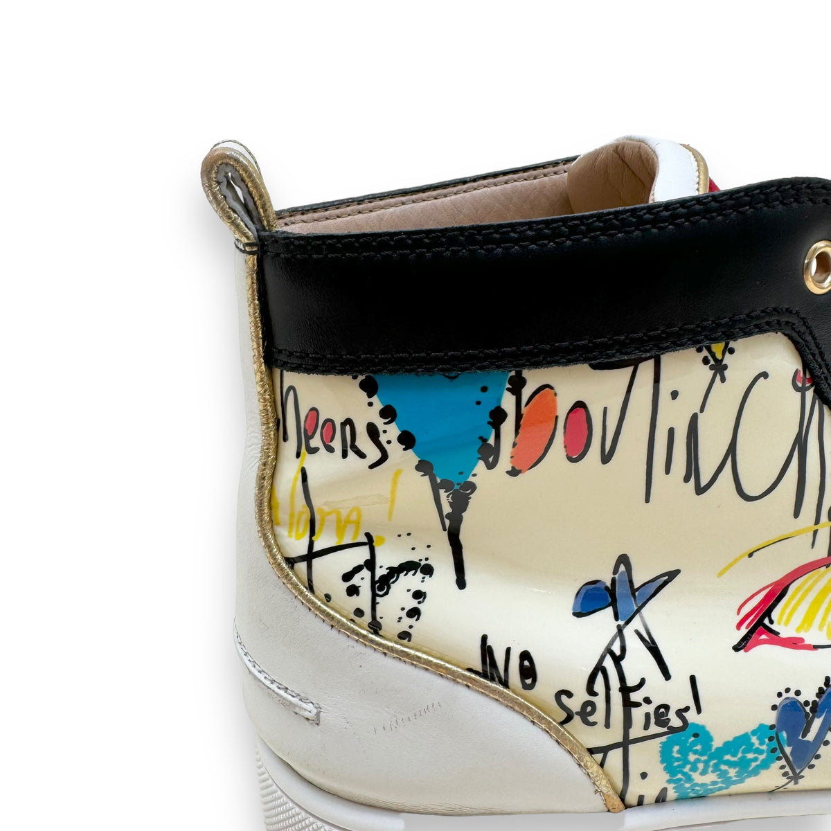 CHRISTIAN LOUBOUTIN GRAFFITI LOUIS HIGH TOP PATENT LEATHER SNEAKER UK8
