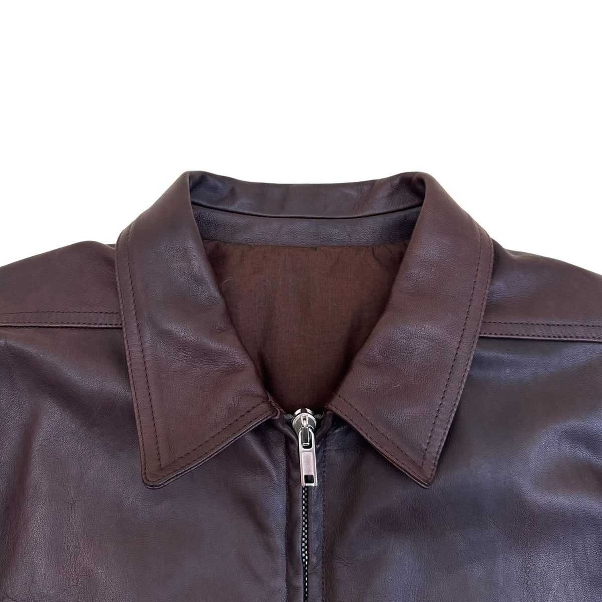 RICK OWENS FW23 BRAD LEATHER JACKET BROWN XXL