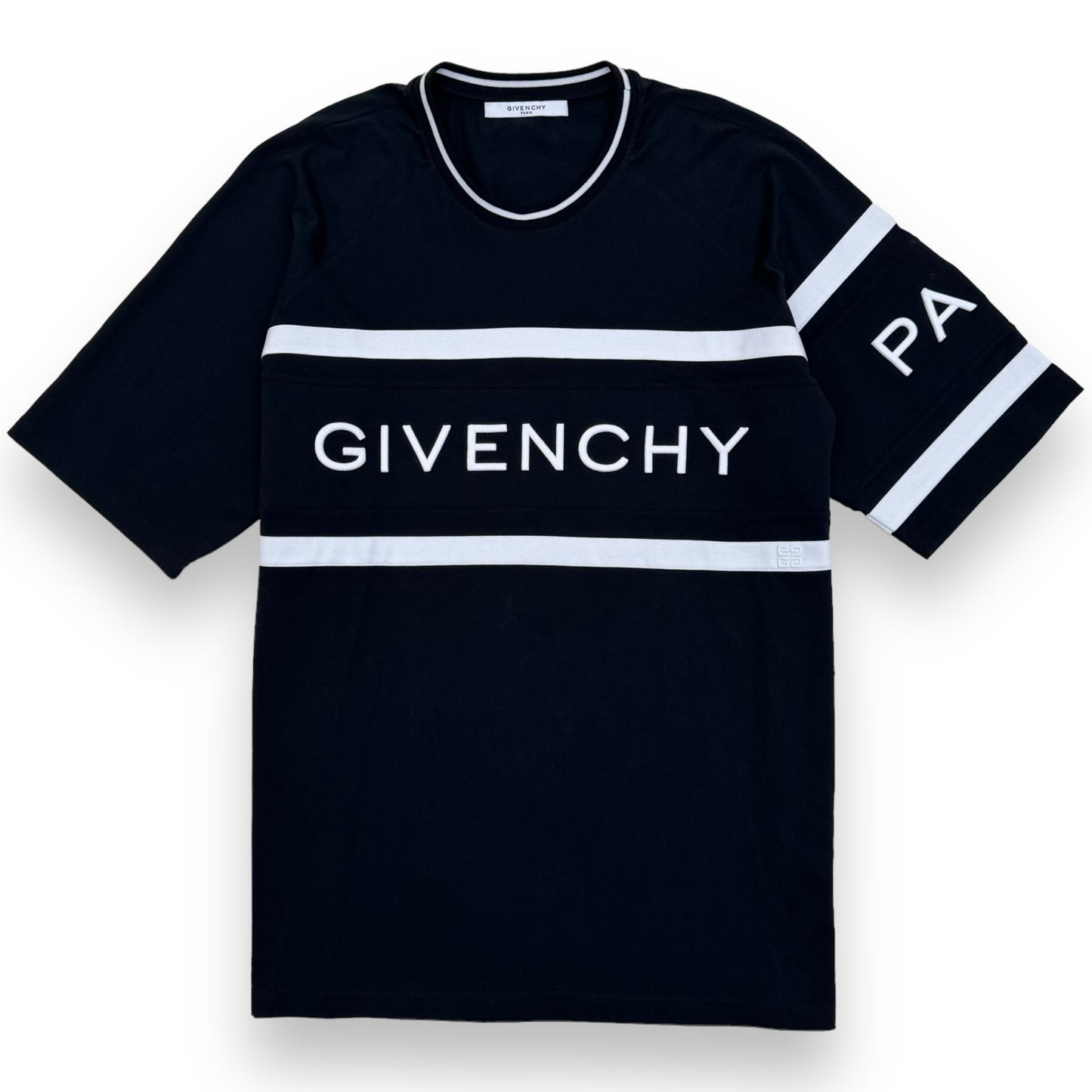 GIVENCHY EMBROIDERED LOGO T-SHIRT BLACK / WHITE L