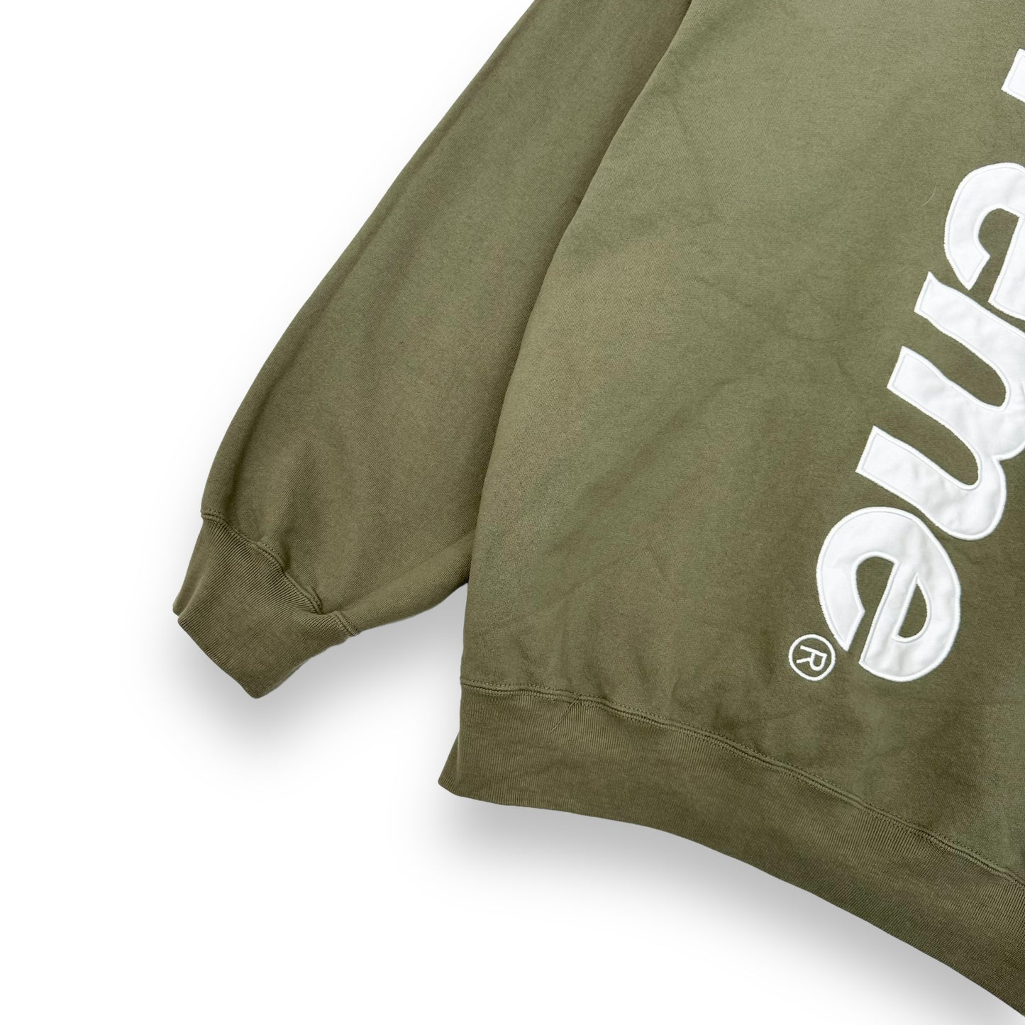 SUPREME SATIN APPLIQUÉ HOODIE OLIVE L