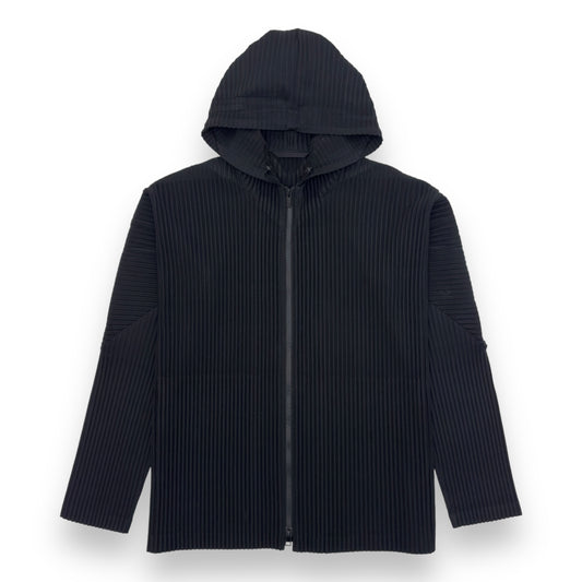 ISSEY MIYAKE HOMME PLISSÉ PLEATED ZIP-UP HOODIE BLACK L