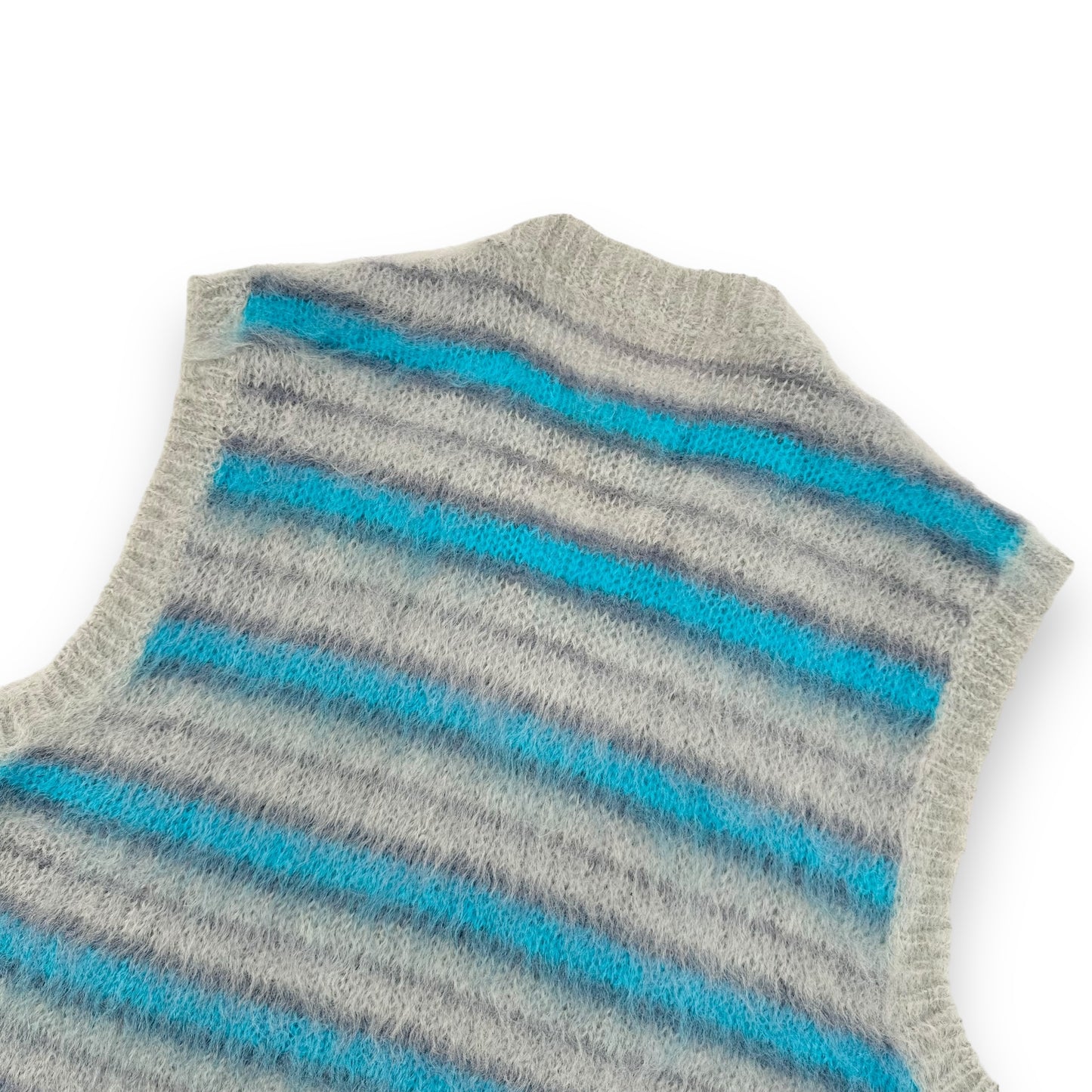 MARNI MOHAIR ‘FUZZY WUZZY’ STRIPED VEST BLUE / GREY L