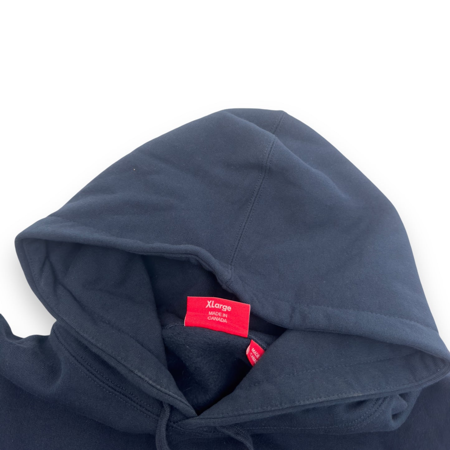 SUPREME CHEST TWILL TAPE HOODIE NAVY / WHITE XL