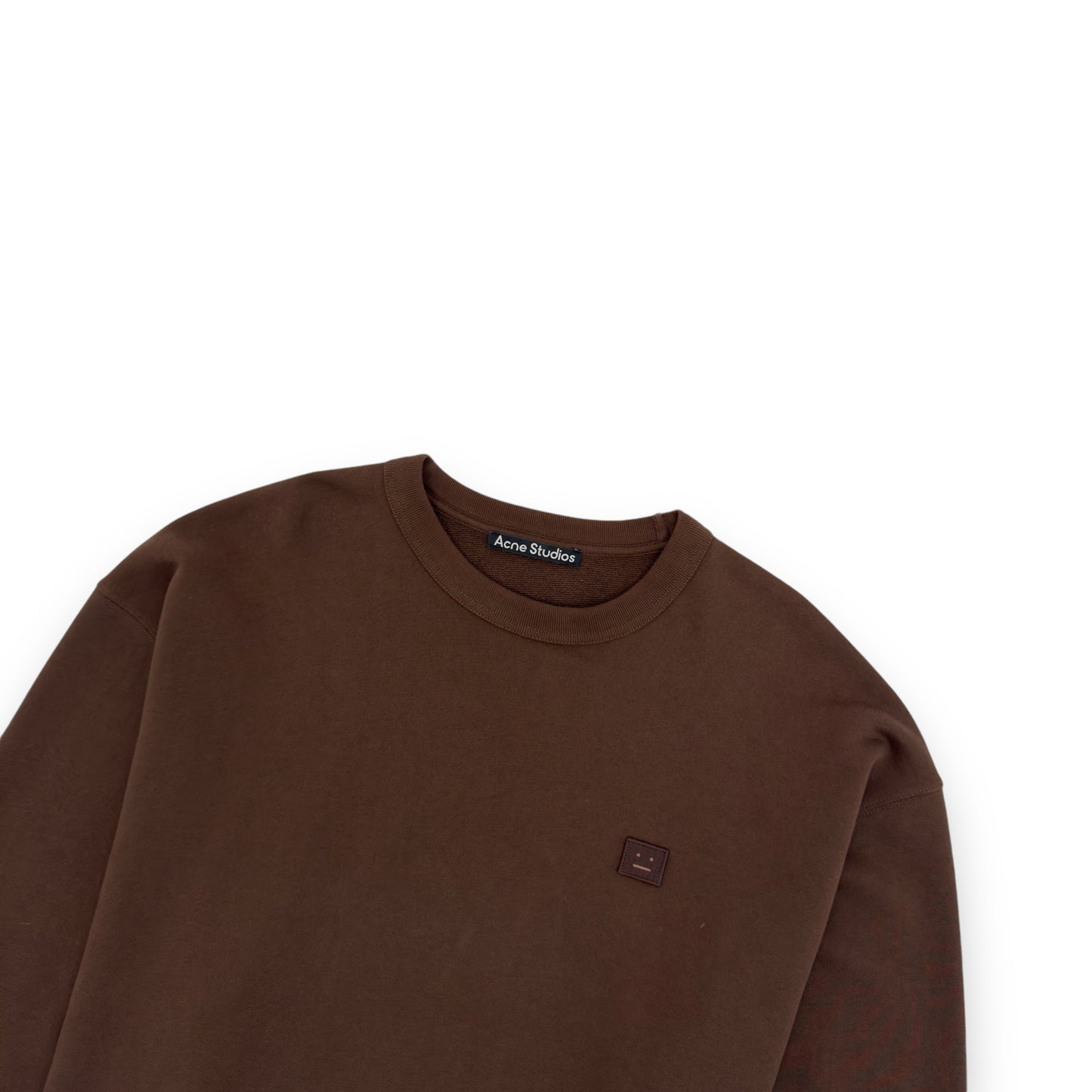 ACNE STUDIOS FACE LOGO CREWNECK SWEATSHIRT BROWN L