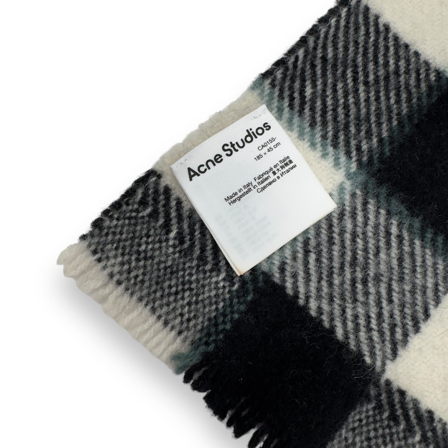 ACNE STUDIOS CHECK WOOL SCARF BLUE