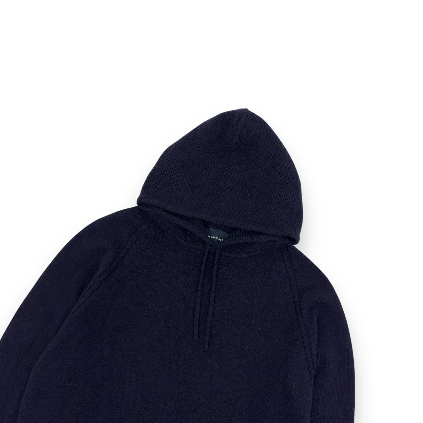 THOM SWEENEY CASHMERE PULLOVER HOODIE NAVY BLUE L