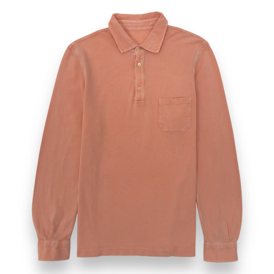 THOM SWEENEY COTTON LONG SLEEVE POLO CORAL M