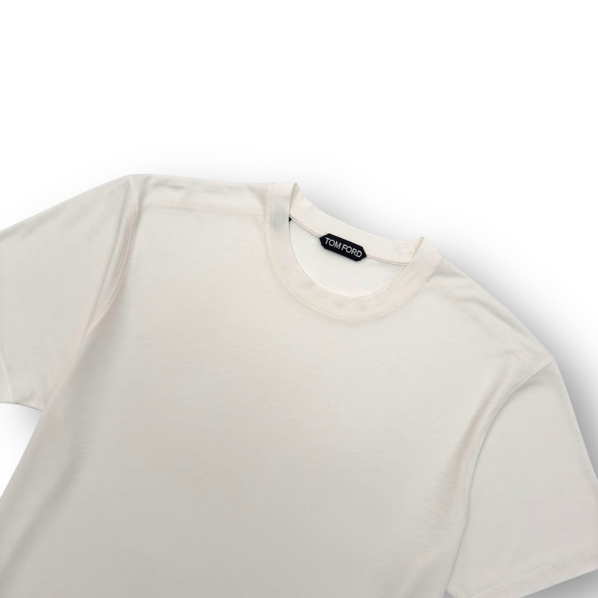 TOM FORD COTTON BLEND CREWNECK T-SHIRT CREAM 50 / L