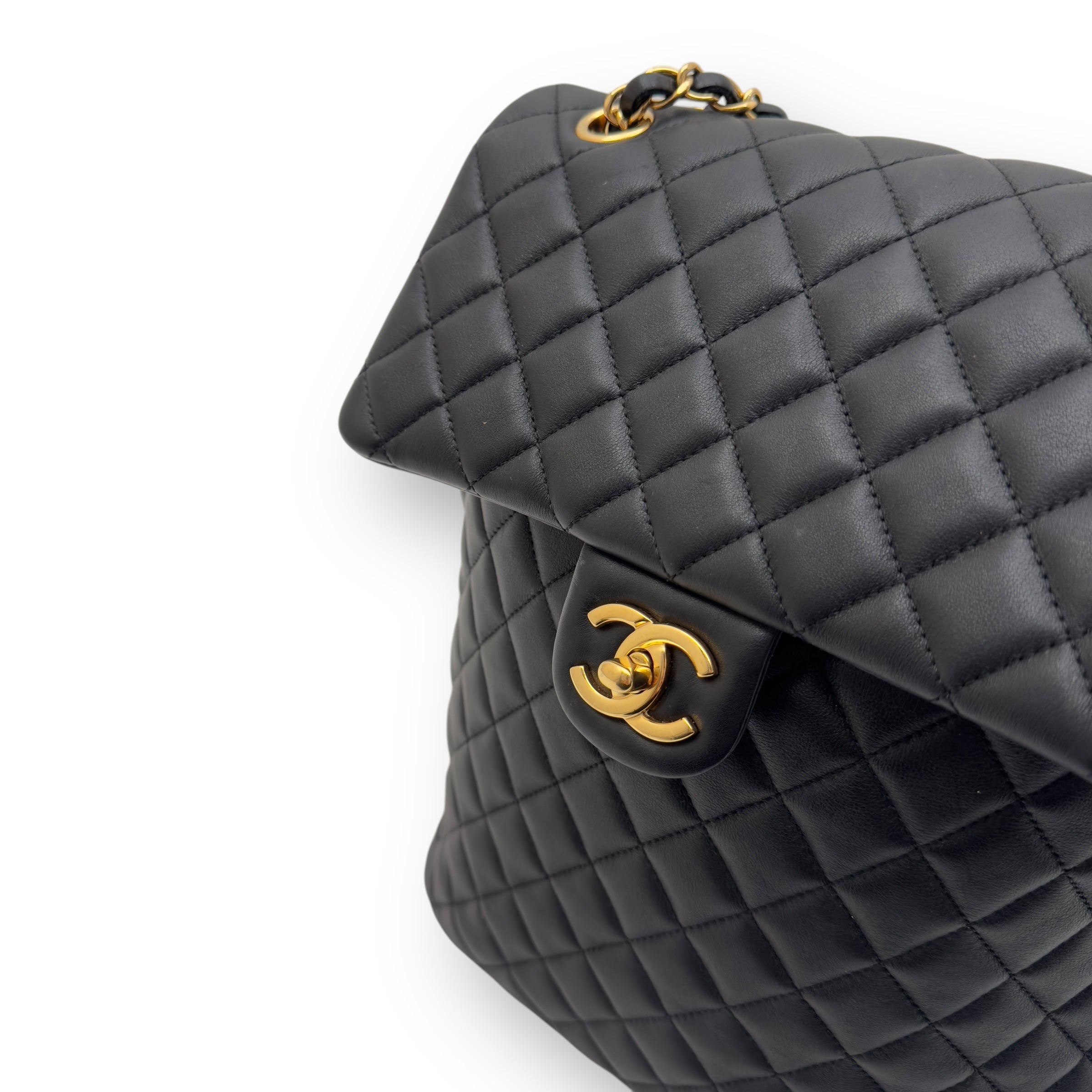 CHANEL URBAN SPIRT QUILTED CALFSKIN BACKPACK BLACK WITH GOLD HARDWARE M