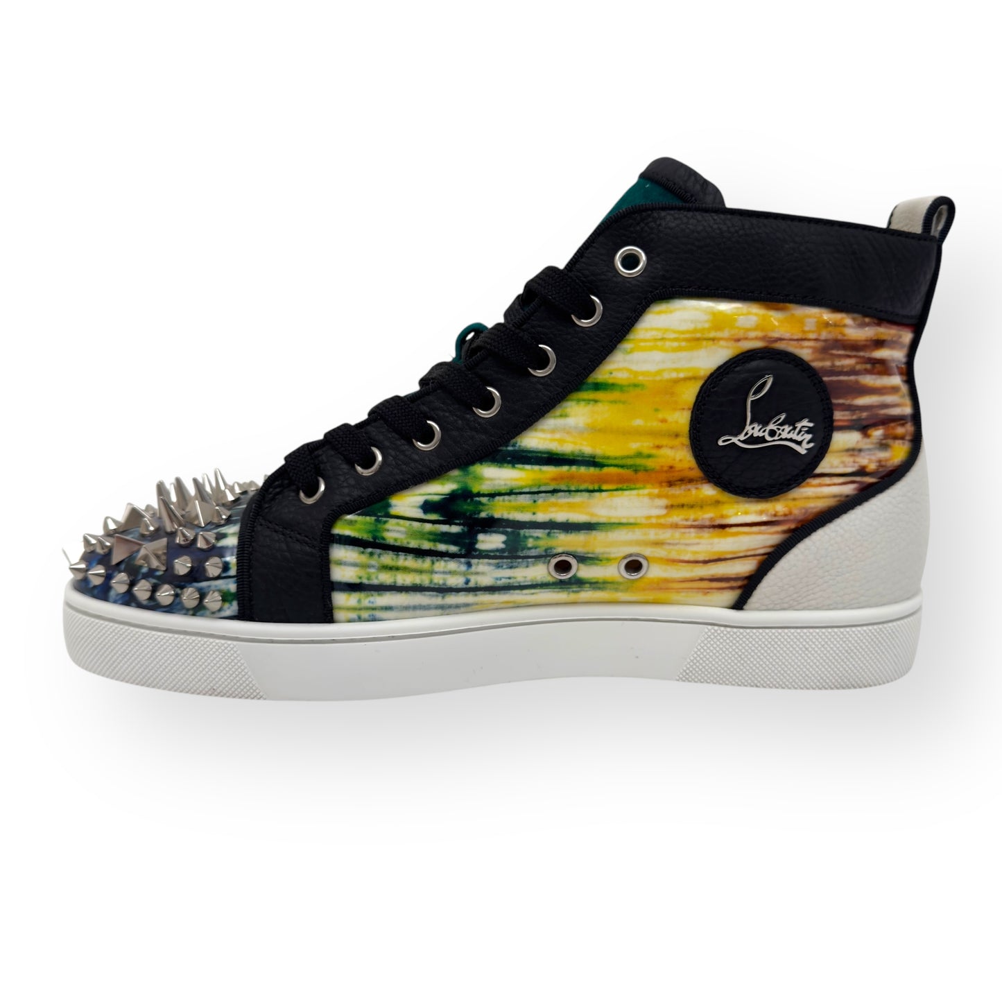 CHRISTIAN LOUBOUTIN LOUIS PIK PIK PATENT LEATHER HIGH-TOP SNEAKERS MULTICOLOURED UK7.5 / 41.5