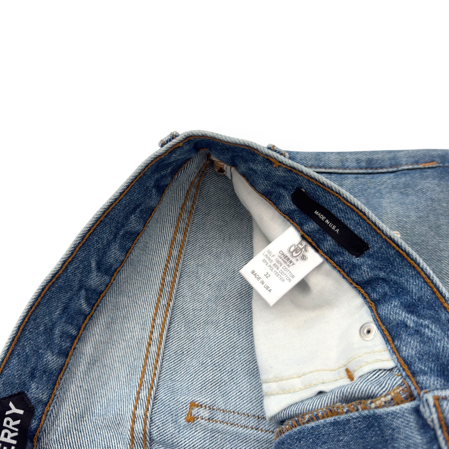 CHERRY LA BLOSSOM STRAIGHT-LEG EMBROIDERED JEANS BLUE W32”