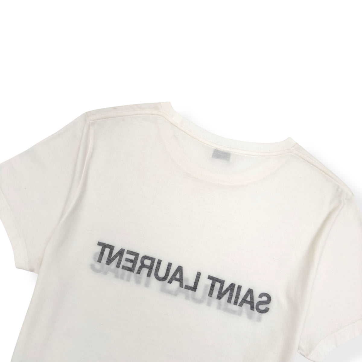 SAINT LAURENT LOGO-PRINT COTTON T-SHIRT WHITE / BLACK M