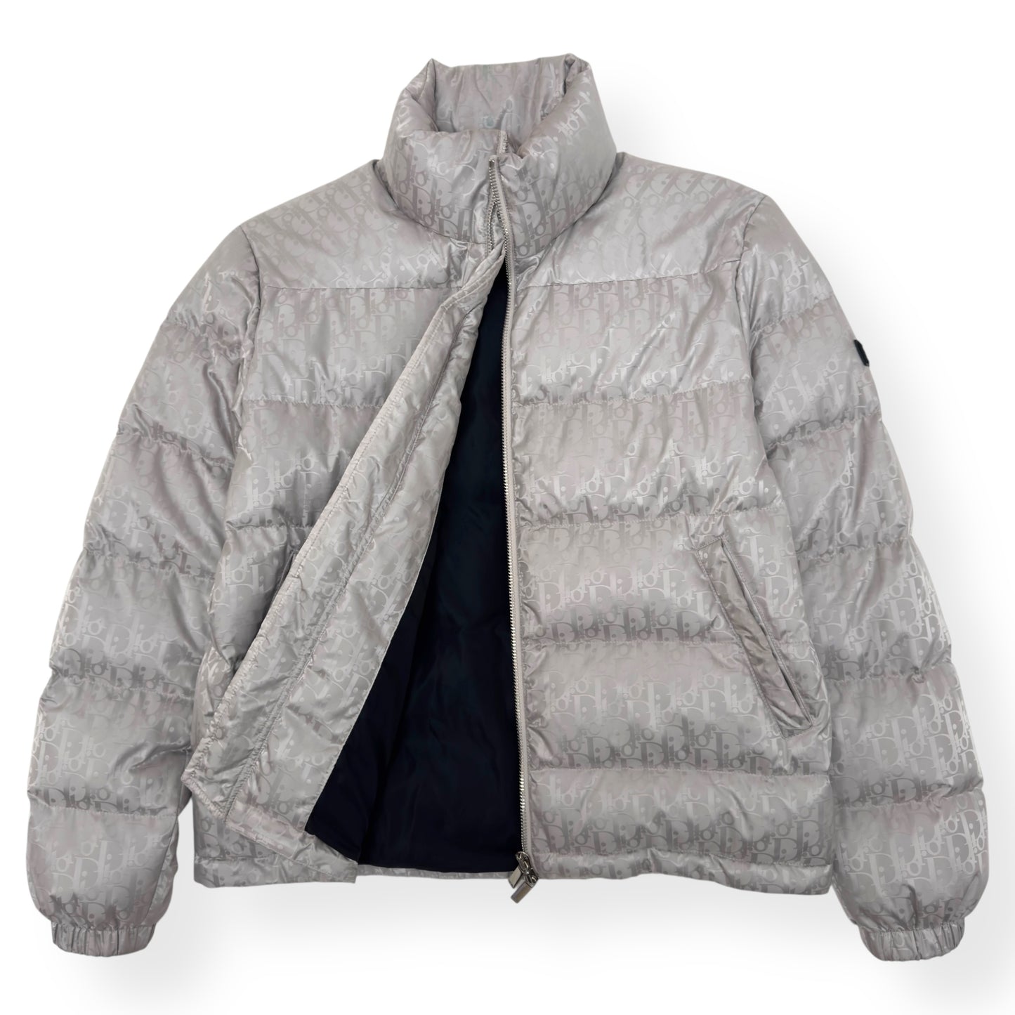 DIOR OBLIQUE BLOUSON DOWN PUFFER JACKET SILVER / BLACK 50 / L